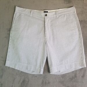J CREW Flex Chino Blue & White Striped Seersucker Shorts Mens Size 38W
